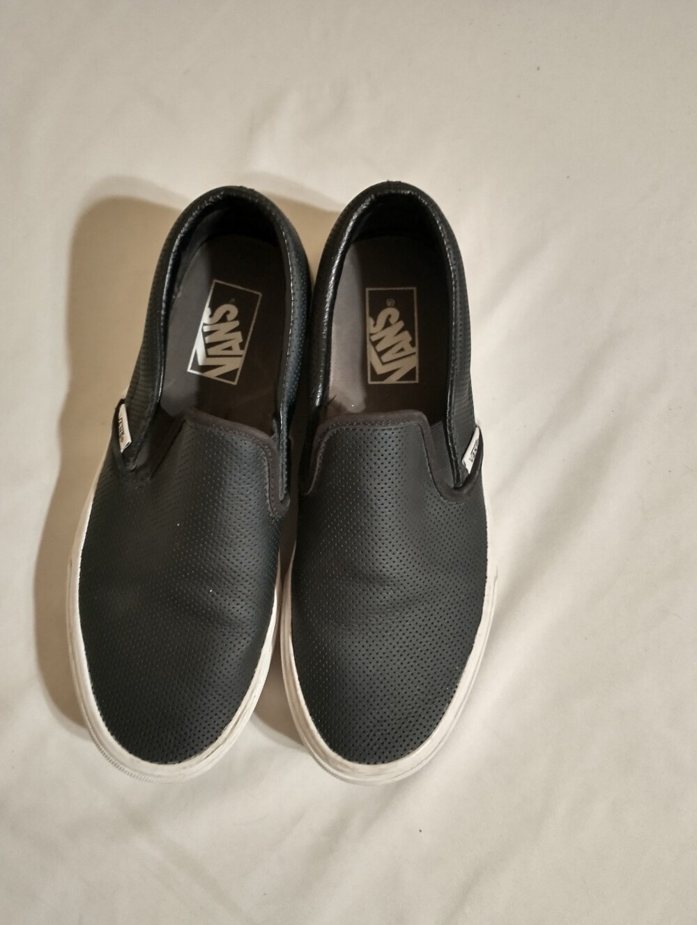 Vans Black Perforated Leather Slip-On Sneakers - Picture 6 of 9